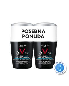 Vichy Homme Dezodorans roll-on Invisible resist 72h*, 2x50 ml  - PROMO
