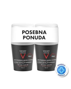 Vichy Homme Dezodorans roll-on 72 h,  2x50 ml  - PROMO