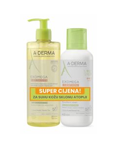 A-Derma Exomega Control emolijentna krema, 400 ml + Emolijentno ulje za tuširanje, 500 ml SUPER CIJENA