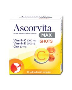 Ascorvita Max Shots, 10 ampula