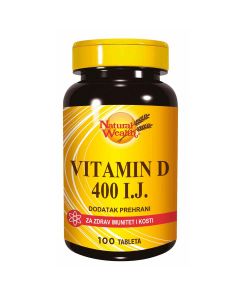Natural Wealth Vitamin D 400 I.J., za imunitet i kosti, 100 tableta