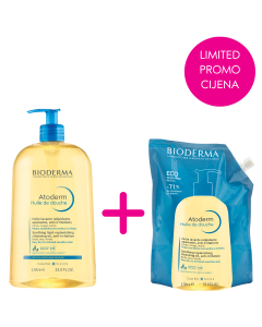 Bioderma Atoderm Huile de douche, 1000 ml + refill 1000 ml
