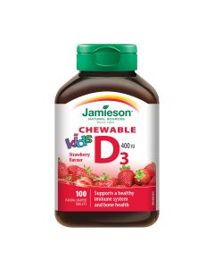 Jamieson Vitamin D3, tablete za žvakanje za djecu s okusom jagode 100 tableta za žvakanje
