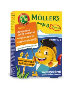Mollers Omega 3 Ribice, okus naranča i limun, 36 komada
