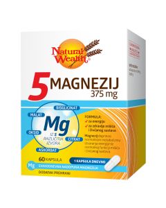 Natural Wealth 5 Magnezij 375 mg, 60 kapsula