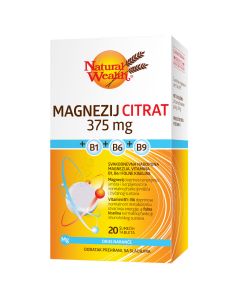 Natural Wealth Magnezij citrat 375 mg +B1+B6+B9, 20 šumećih tableta