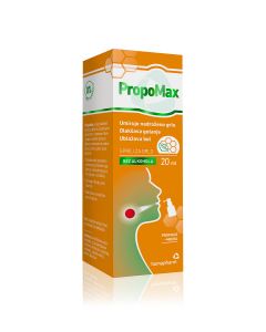Propomax sprej za grlo, umiruje nadraženo grlo, olakšava gutanje i ublažava bol, 20 ml