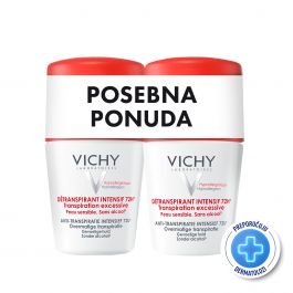 Vichy Dezodorans roll-on Anti-stres protiv prekomjernog znojenja do 72h, 2x50 ml - PROMO